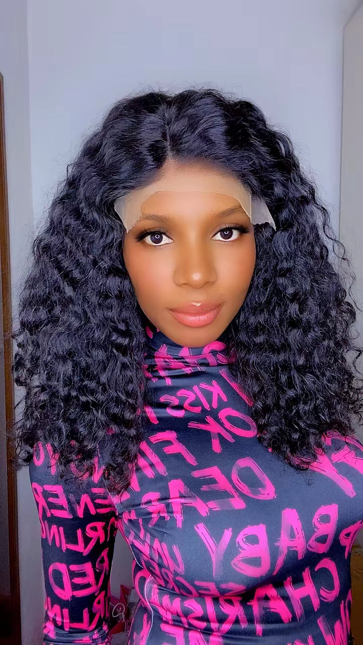 100% human hair water curls 16"