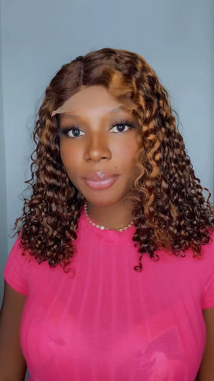 100% human hair water curls 14"