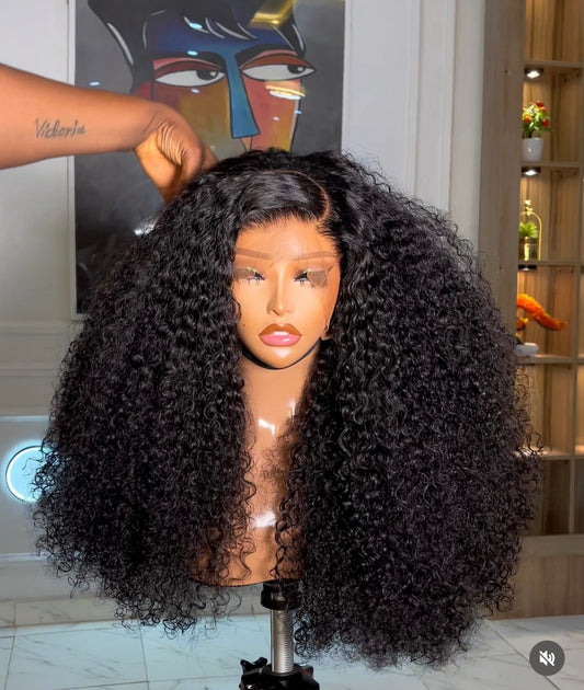 26 inches full frontal Gluless pixie curls 100% human hair